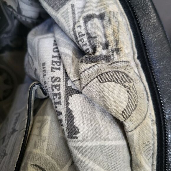 HOBO INTERNATIONAL BLACK NYLON / LEATHER LARGE Shoulder TOTE BAG 18 X 13 - Picture 11 of 12